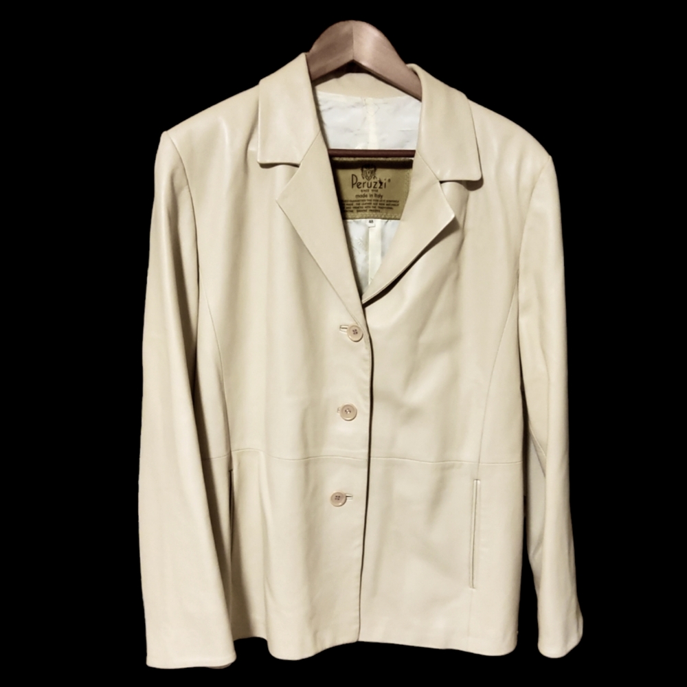 Peruzzi Ivory Leather Blazer/Jacket